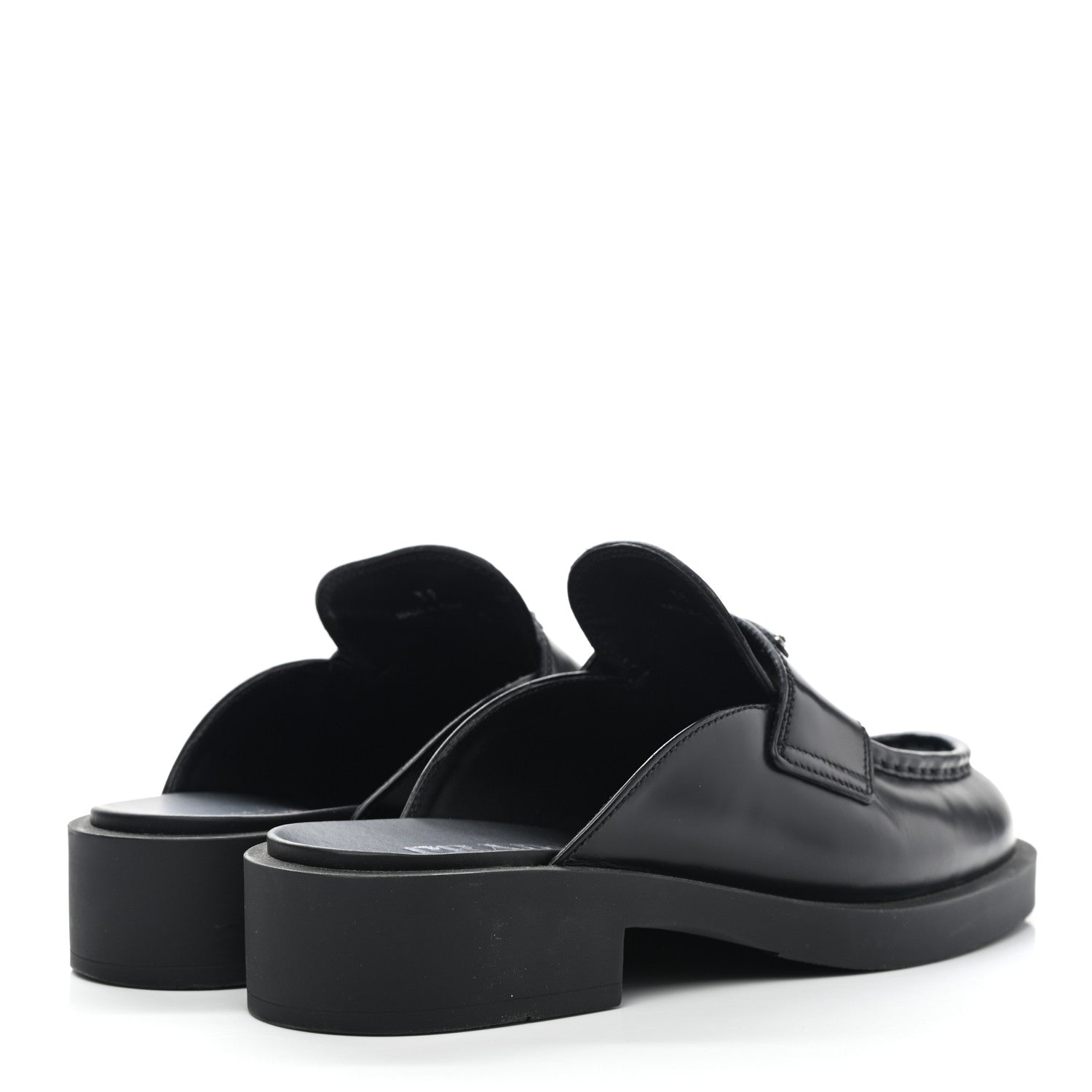 Prada Spazzolato Metal Triangle Logo 40mm Loafer Mules 39 Black 4 of 11
