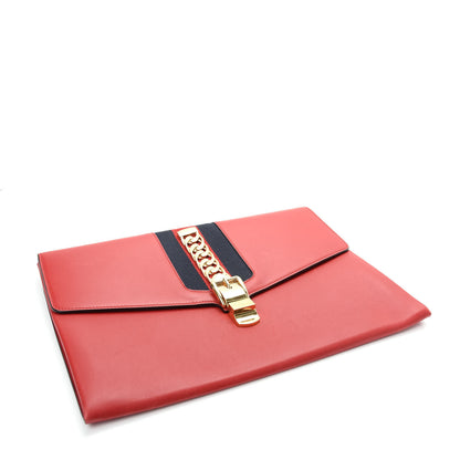 Gucci Calfskin Maxi Sylvie Clutch Red 4 of 10
