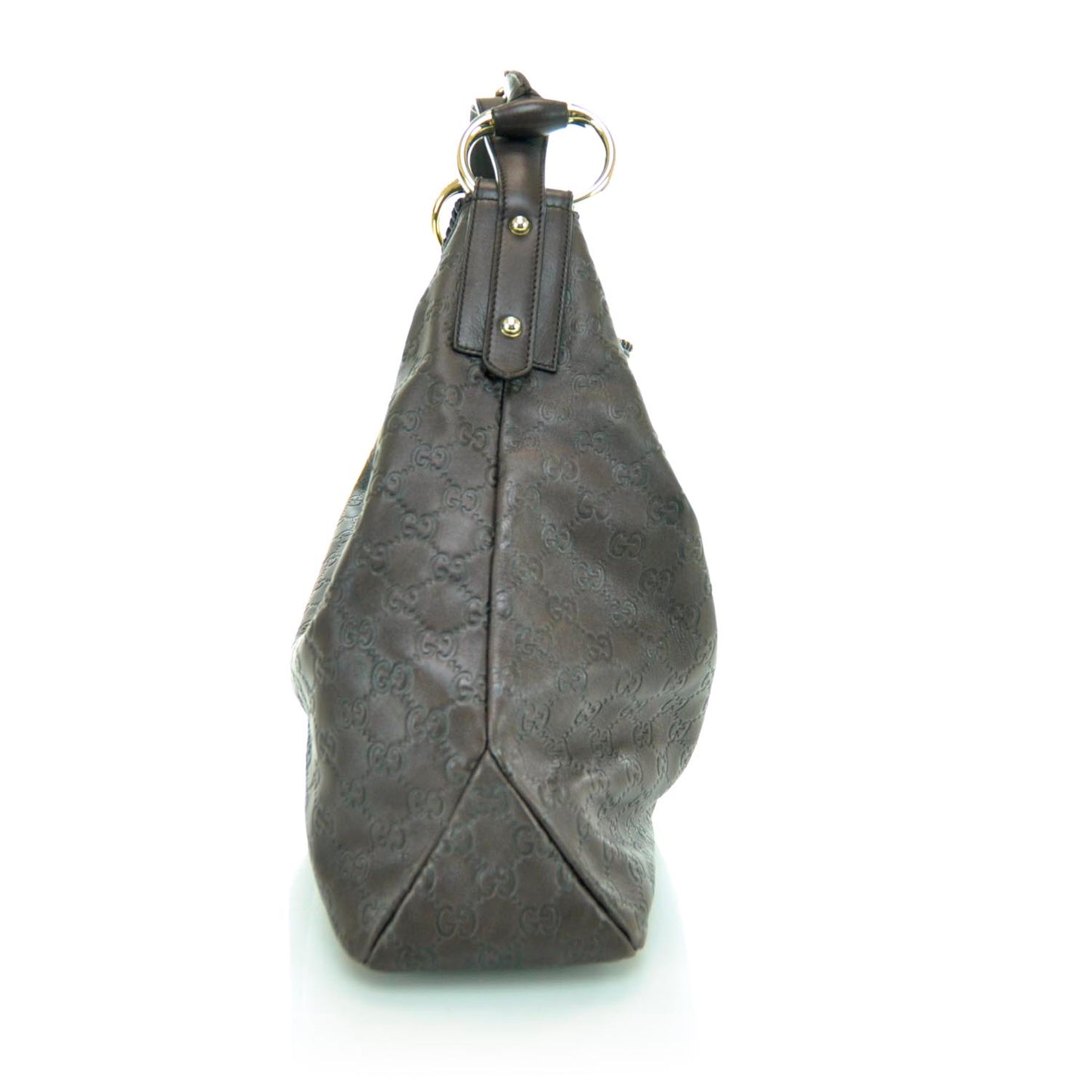 Guccissima Large Horsebit Chain Hobo Brown