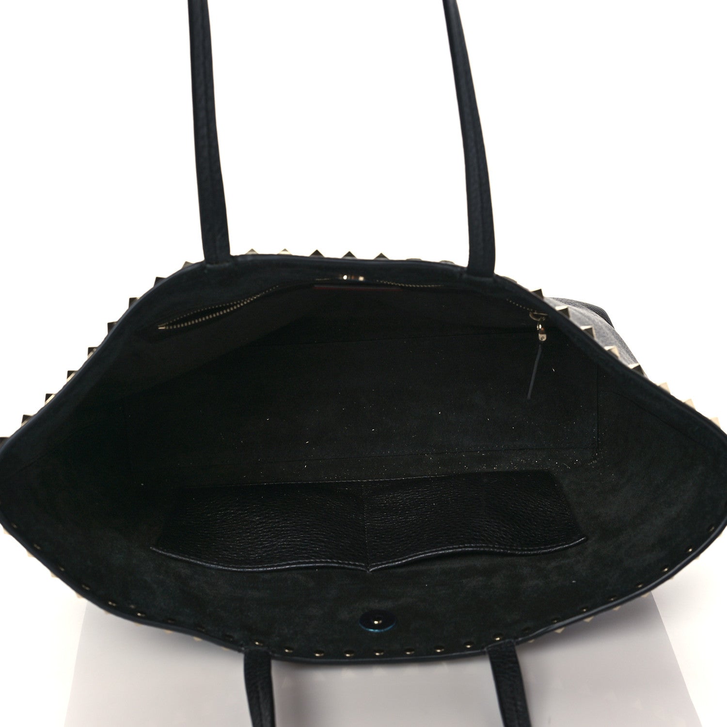 Valentino Garavani Grained Calfskin Small Rockstud Shoulder Tote Black 4 of 8