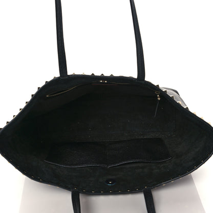 Valentino Garavani Grained Calfskin Small Rockstud Shoulder Tote Black 4 of 8