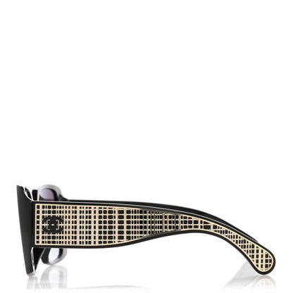 Chanel Acetate Rectangle Sunglasses 71551A Black 3 of 8