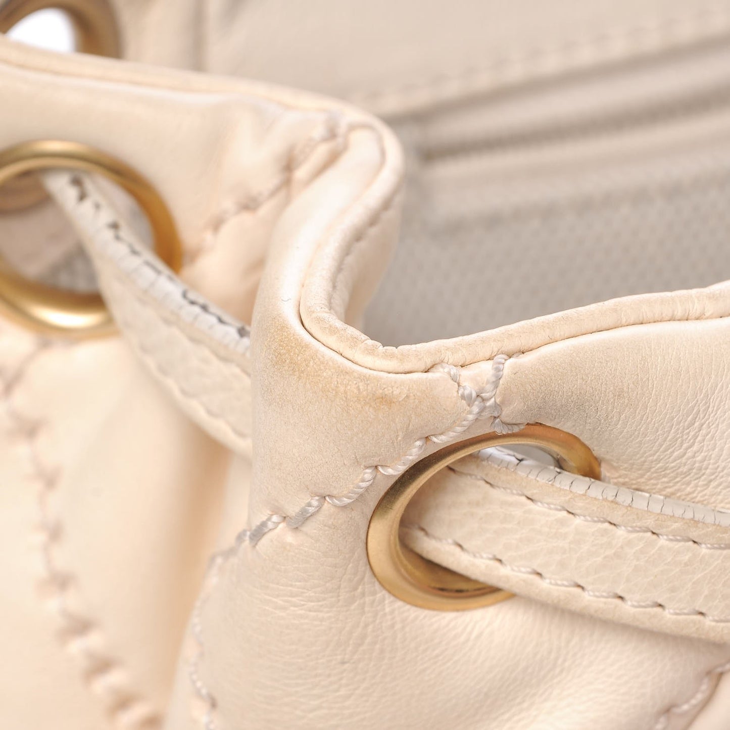 Calfskin Quilted Retro Chain Flap Beige