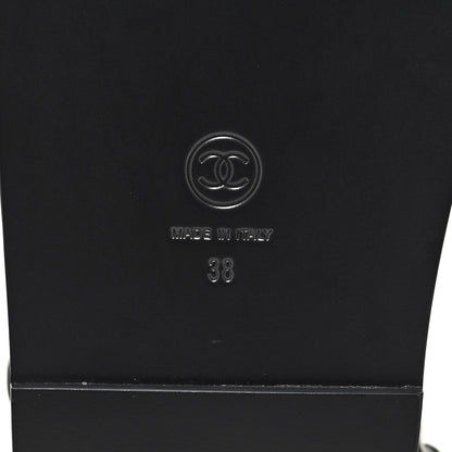 Chanel Shiny Calfskin Velcro Dad Sandals 38 Black 7 of 9