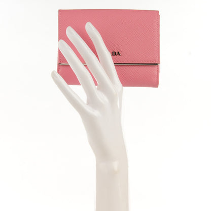 Prada Saffiano Compact Metal Bar Flap Wallet Petalo 2 of 8
