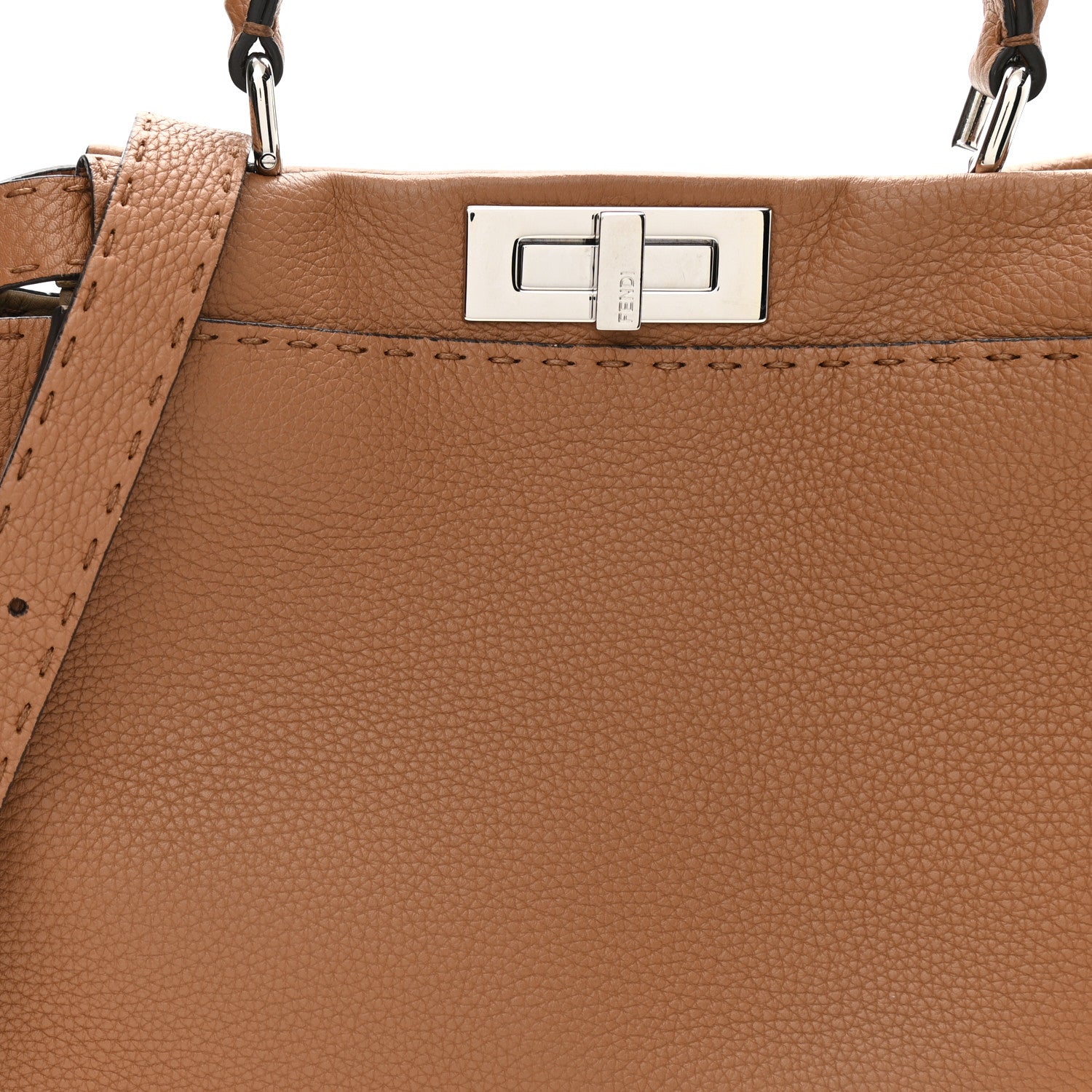 Fendi Cuoio Romano Selleria Bi-Color Medium Peekaboo Iconic Satchel Mou Deserto 9 of 11