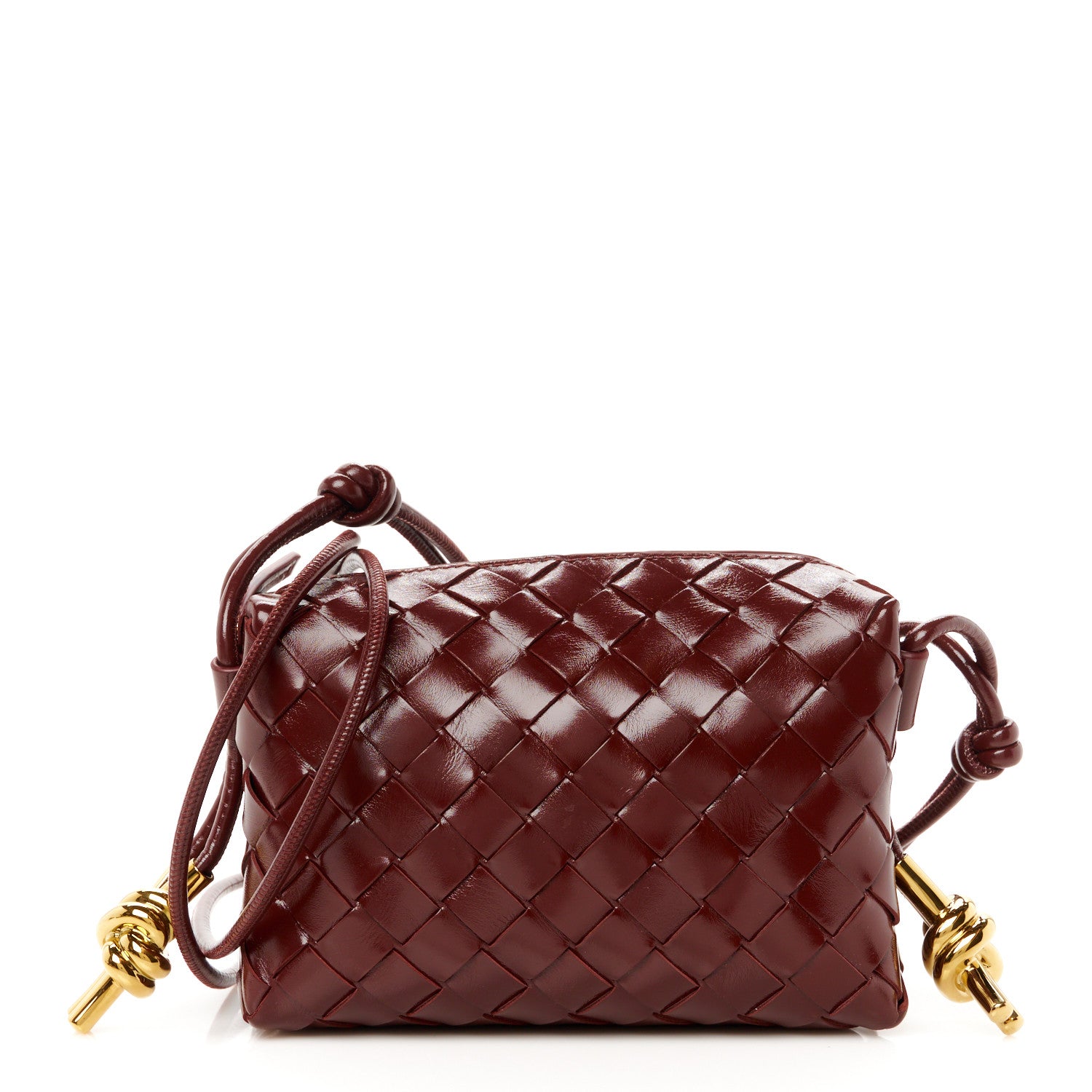 Bottega Veneta Polished Nappa Intrecciato Knot Mini Loop Camera Bag Madder Brown 1 of 9