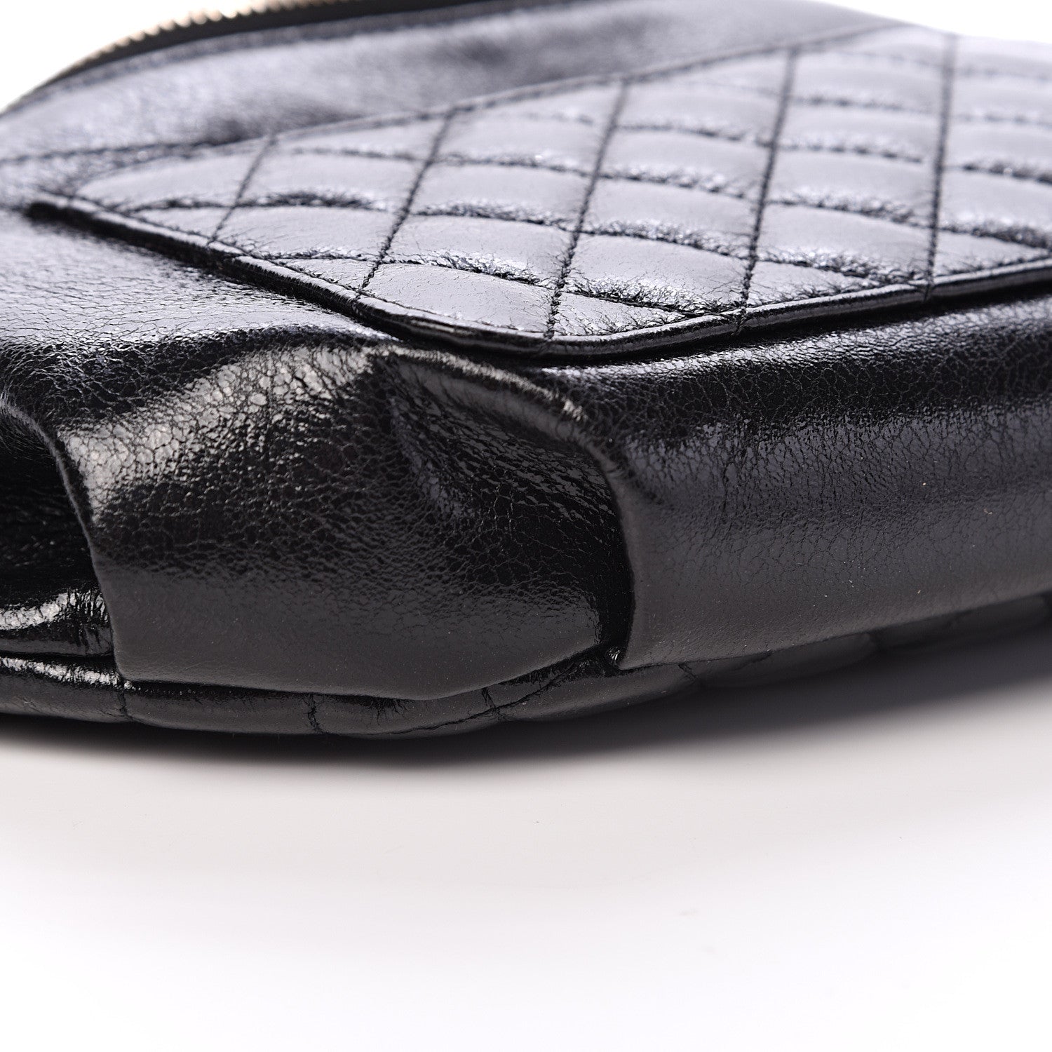 Chanel Crumpled Glazed Lambskin Quilted Waist Bag Fanny Pack Black 8 of 10