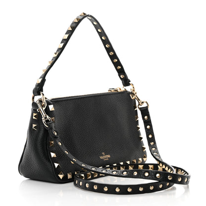 Valentino Garavani Pebbled Calfskin Small Rockstud Flip Lock Shoulder Bag Black 2 of 12
