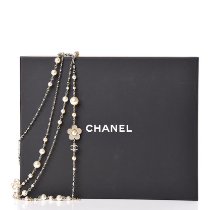 Chanel Pearl Flower CC Multi Strand Long Necklace Gold 8 of 8