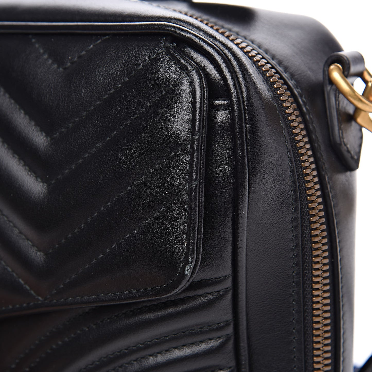 Calfskin Matelasse Sylvie Web Small GG Marmont Top Handle Shoulder Bag Black