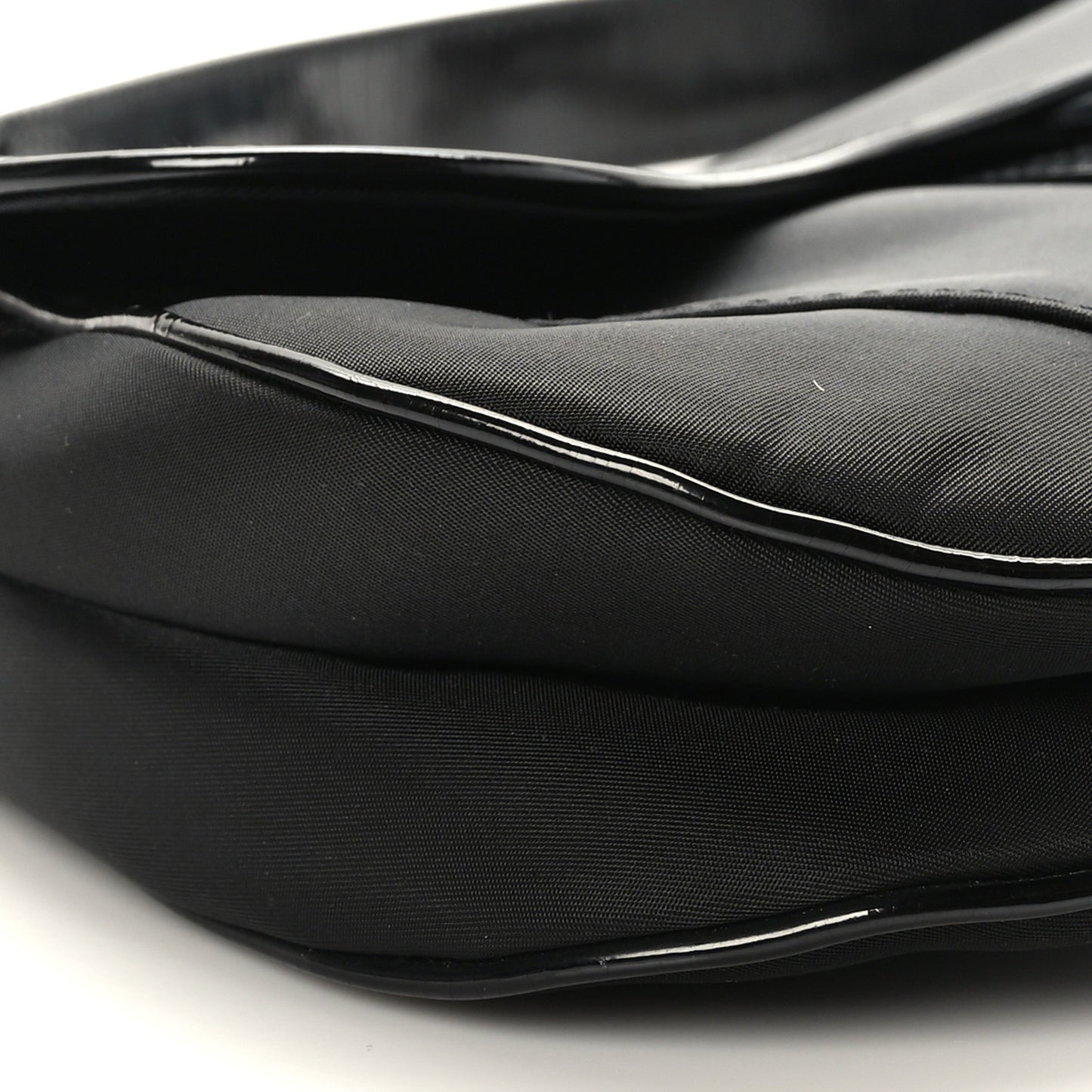 Canvas Patent Calfskin Saddle Bag Black