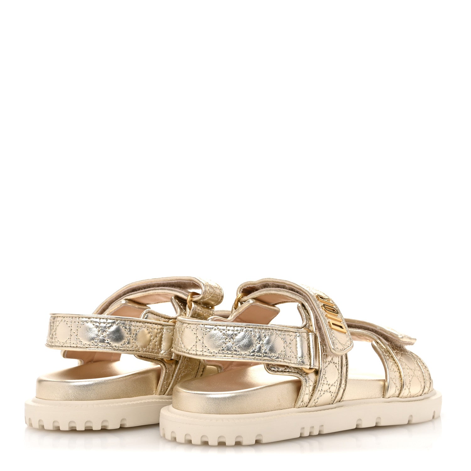 Christian Dior Laminated Sheepskin Cannage Dioract Sandals 38 Pale Gold 5 of 12
