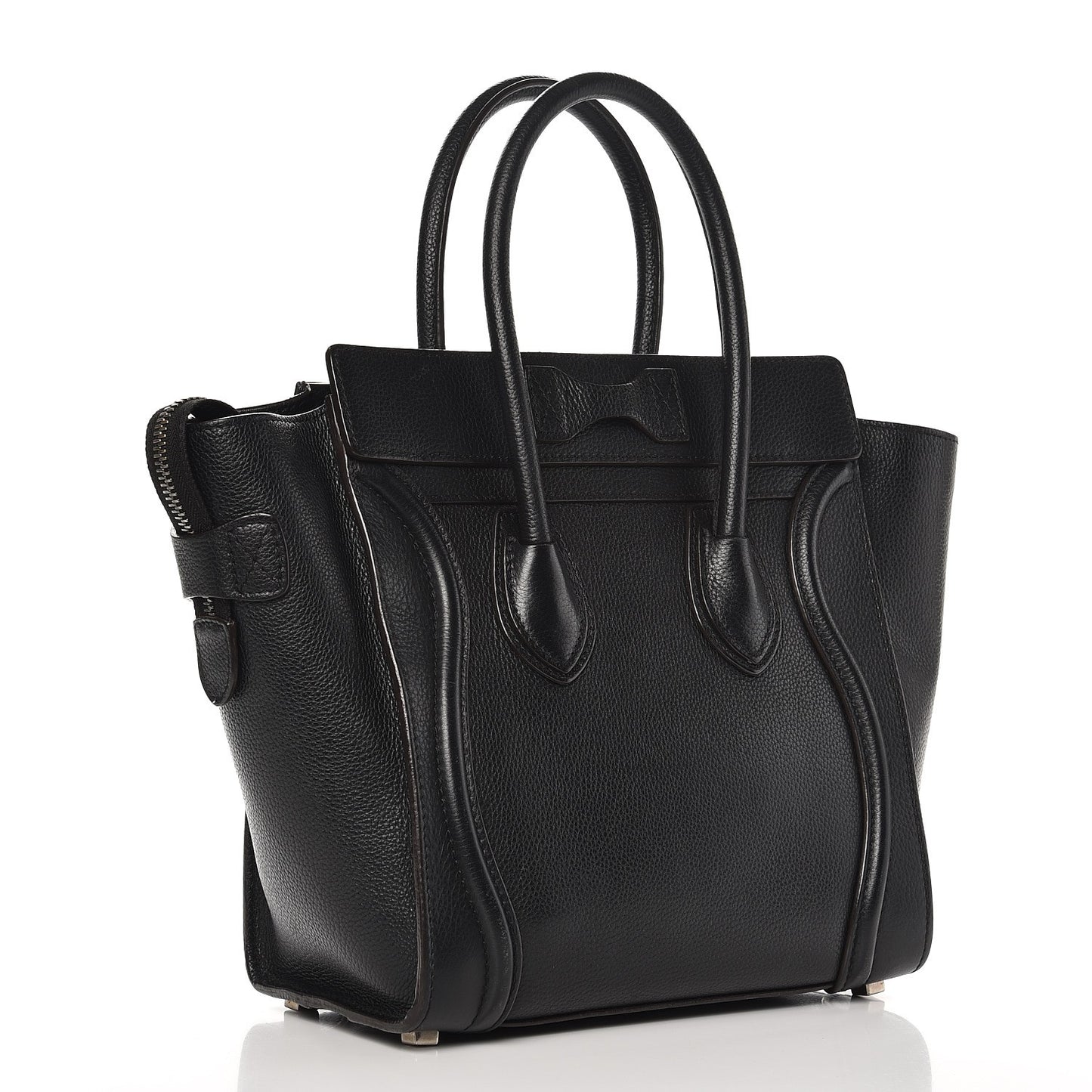Drummed Calfskin Micro Luggage Black