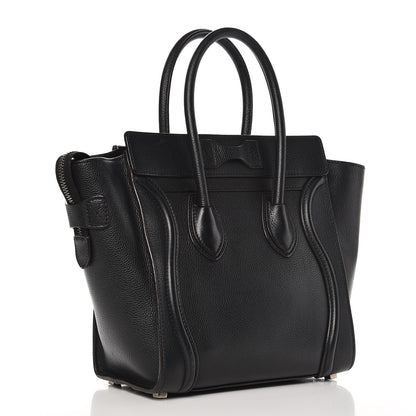 Celine Drummed Calfskin Micro Luggage Black 3 of 9