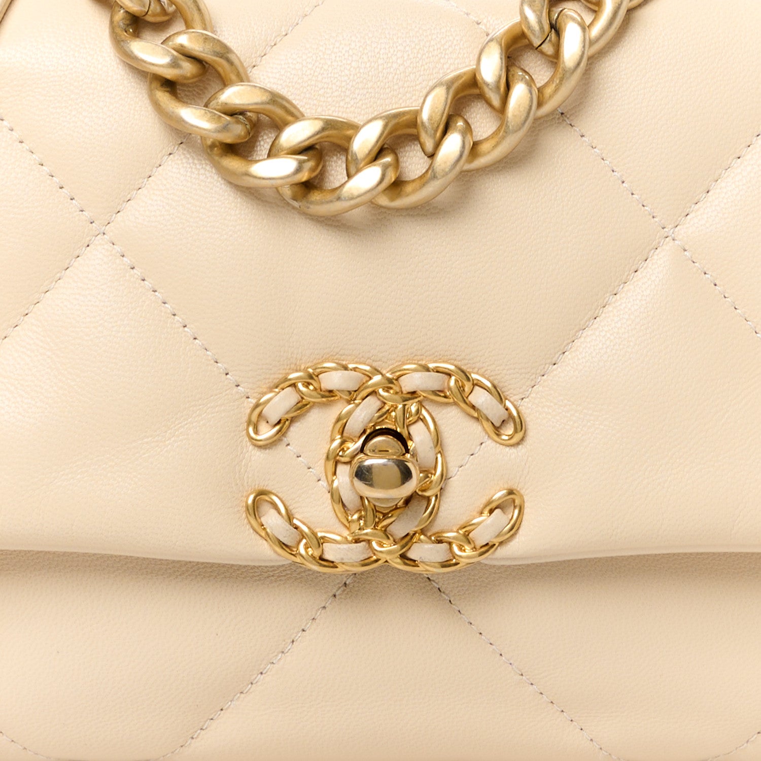Chanel Goatskin Quilted Medium Chanel 19 Flap Light Beige 8 of 11