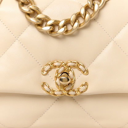 Chanel Goatskin Quilted Medium Chanel 19 Flap Light Beige 8 of 11
