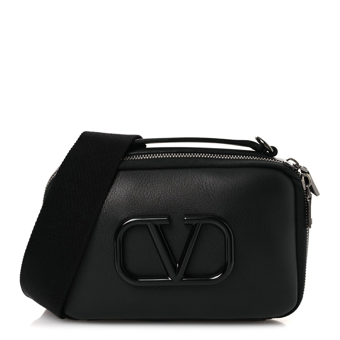 Calfskin Lacquered Vlogo Crossbody Bag Black