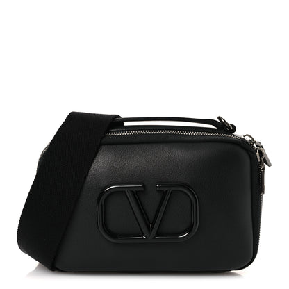 Valentino Garavani Calfskin Lacquered Vlogo Crossbody Bag Black 1 of 9