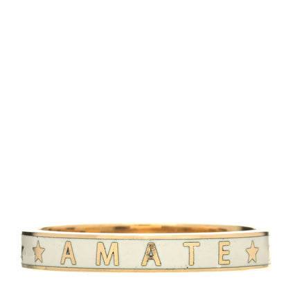 Foundrae 18K Yellow Gold Champleve Enamel Thin Amate Love Band Ring White 53 6.5 1 of 5