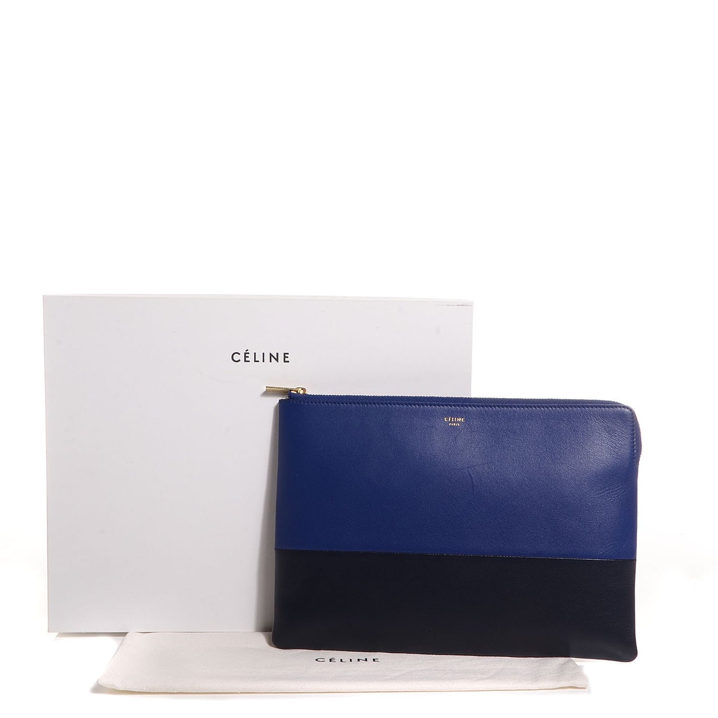 Lambskin Bi-Color Solo Clutch Pouch Indigo Black