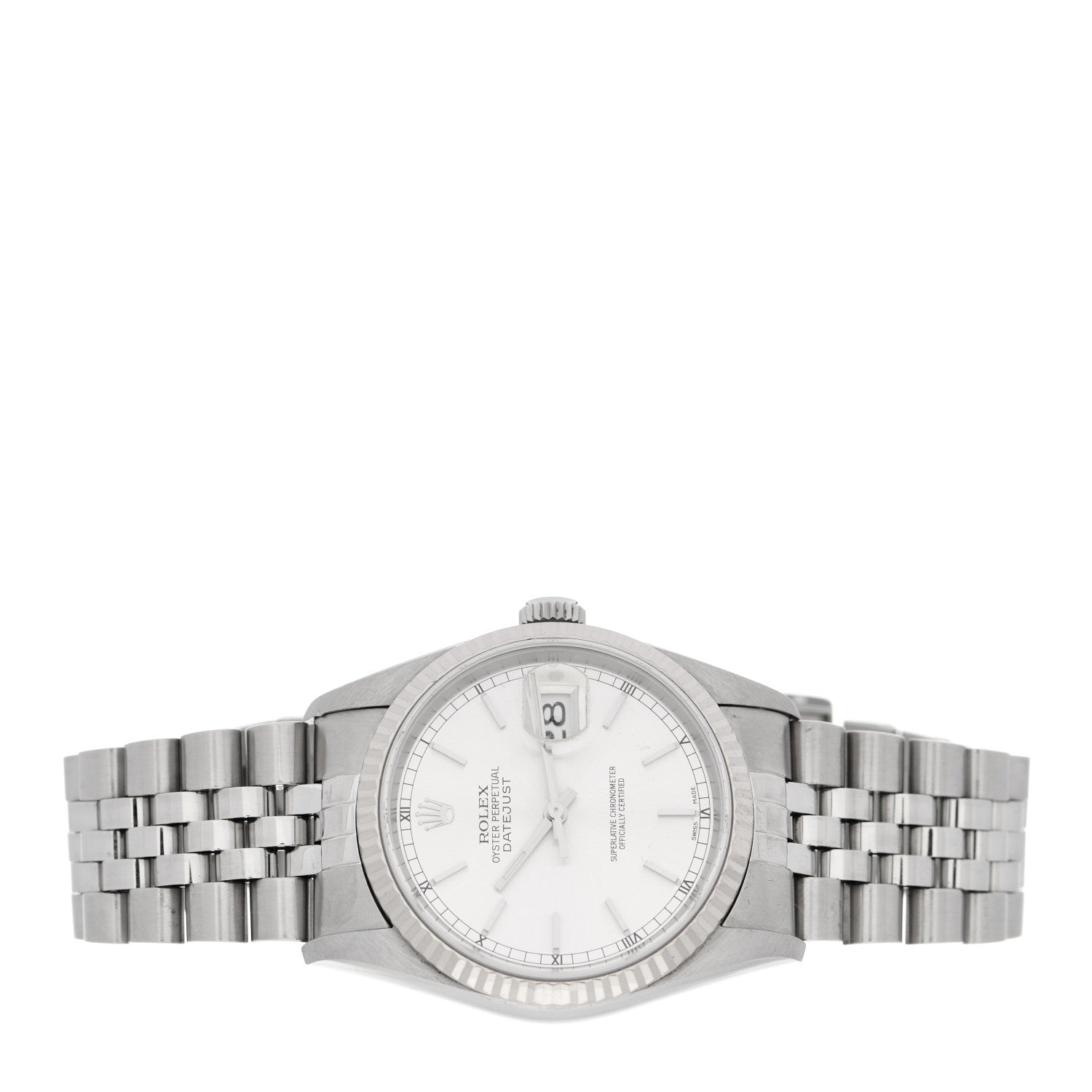 Rolex Stainless Steel 18K White Gold 36mm Oyster Perpetual Datejust Watch Silver 16234 2 of 5