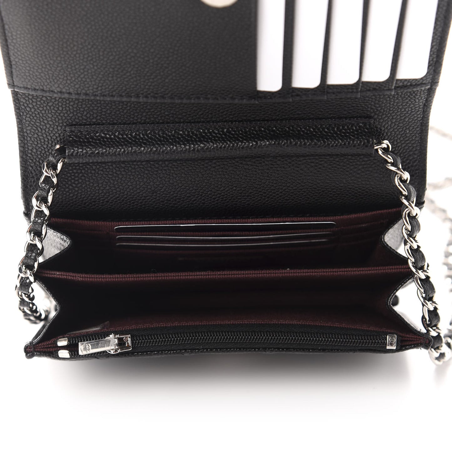 Caviar Quilted Mini Wallet On Chain WOC Black