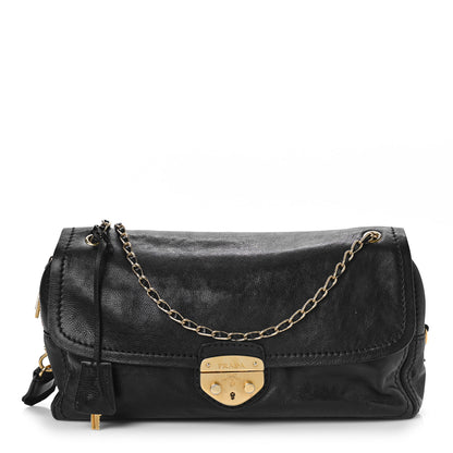 Prada Calf Easy Foldover Pushlock Shoulder Bag Black 1 of 10