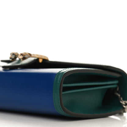 Gucci Azalea Calfskin Enamel Mini Dionysus Chain Wallet Imperial Blue Pavone Off White 9 of 12