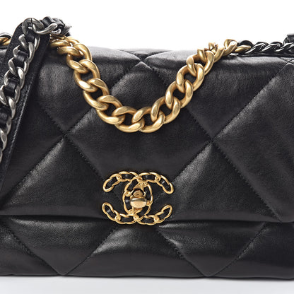 Chanel Lambskin Quilted Medium 19 Flap Black 9 of 10