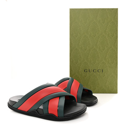 Gucci Rubber Web Womens Criss Cross Slide Sandals 37 Green Red 9 of 9