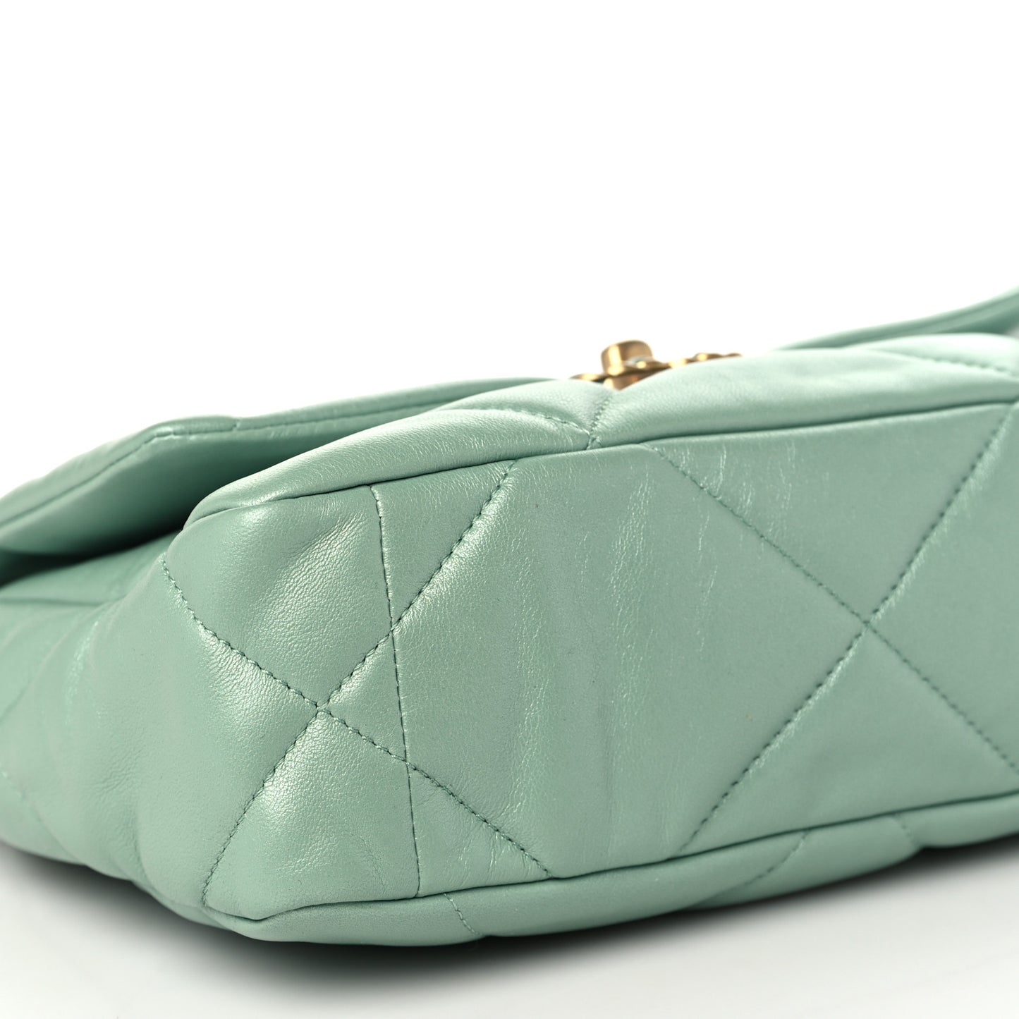 Shiny Lambskin Quilted Medium Chanel 19 Flap Light Green