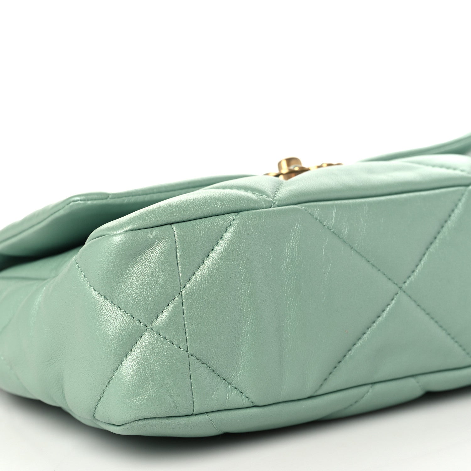 Chanel Shiny Lambskin Quilted Medium Chanel 19 Flap Light Green 8 of 10