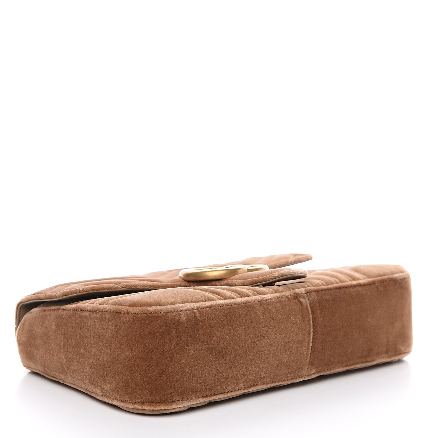 Velvet Matelasse Medium GG Marmont Shoulder Bag Taupe