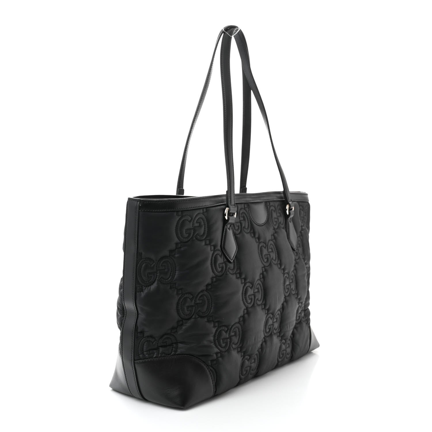Gucci Nylon Calfskin Enamel GG Matelasse Medium Ophidia Shopping Bag Black 3 of 11