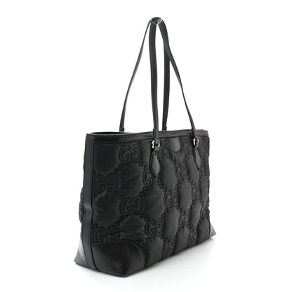 Gucci Nylon Calfskin Enamel GG Matelasse Medium Ophidia Shopping Bag Black 3 of 11