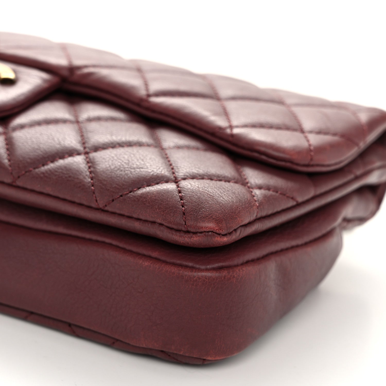 Chanel Calfskin Quilted Medium CC Crown Flap Burgundy 10 of 10