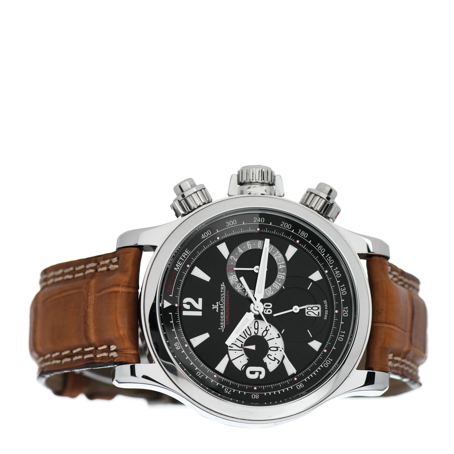 Stainless Steel Alligator 41.5mm Master Compressor Chronograph Automatic Watch Black 146.8.25