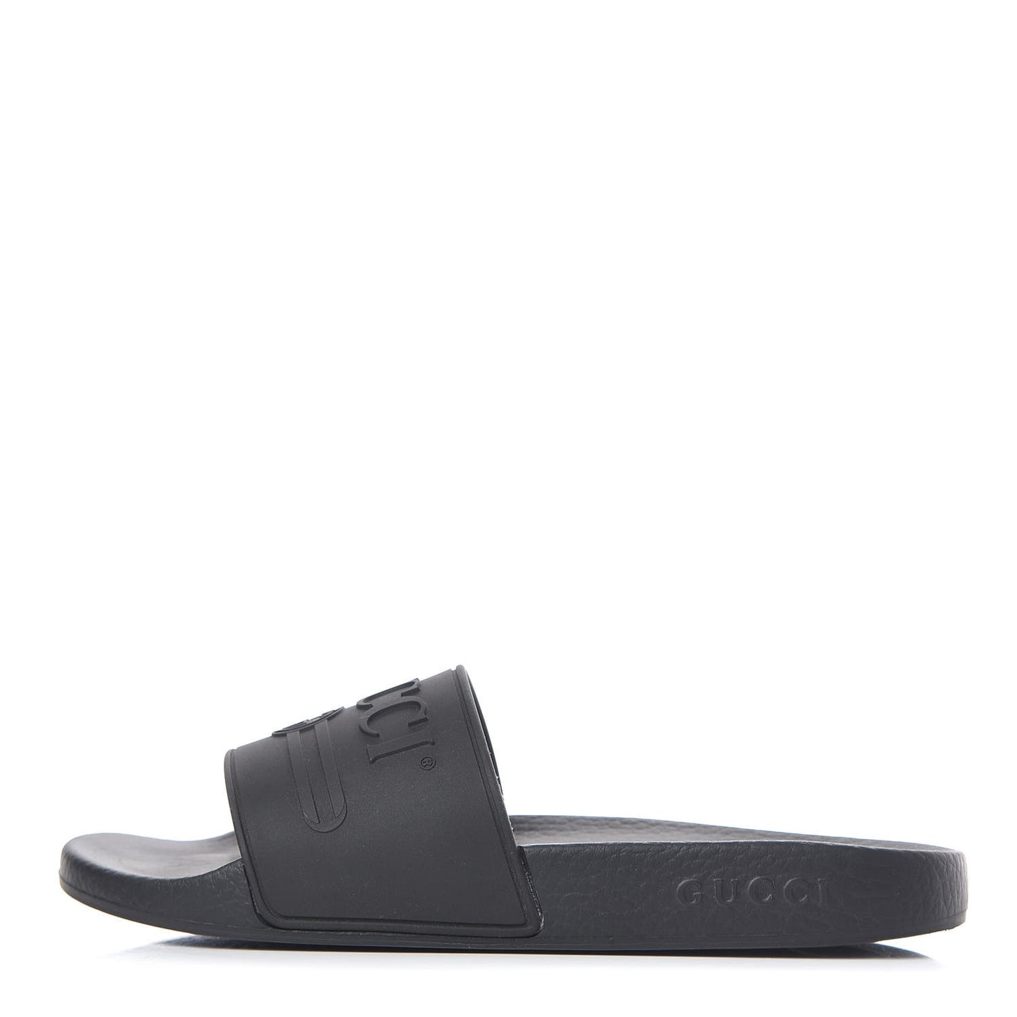 Rubber Logo Stamped Mens Slide Sandals 5 Black