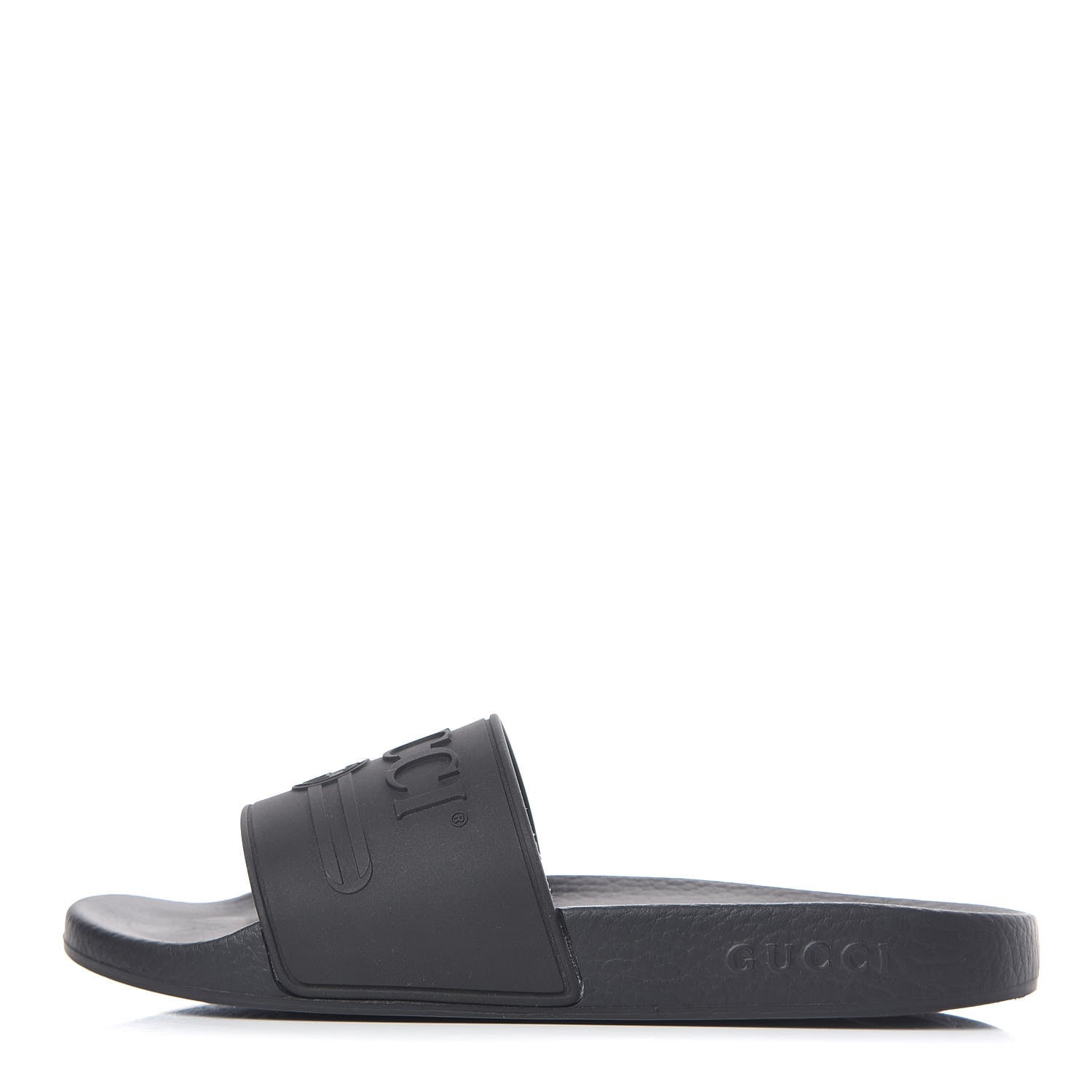 Gucci Rubber Logo Stamped Mens Slide Sandals 5 Black 1 of 8
