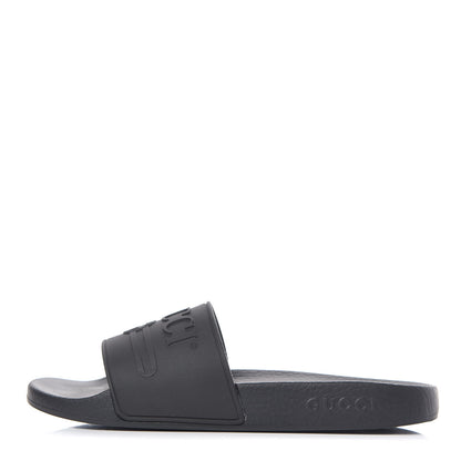 Gucci Rubber Logo Stamped Mens Slide Sandals 5 Black 1 of 8