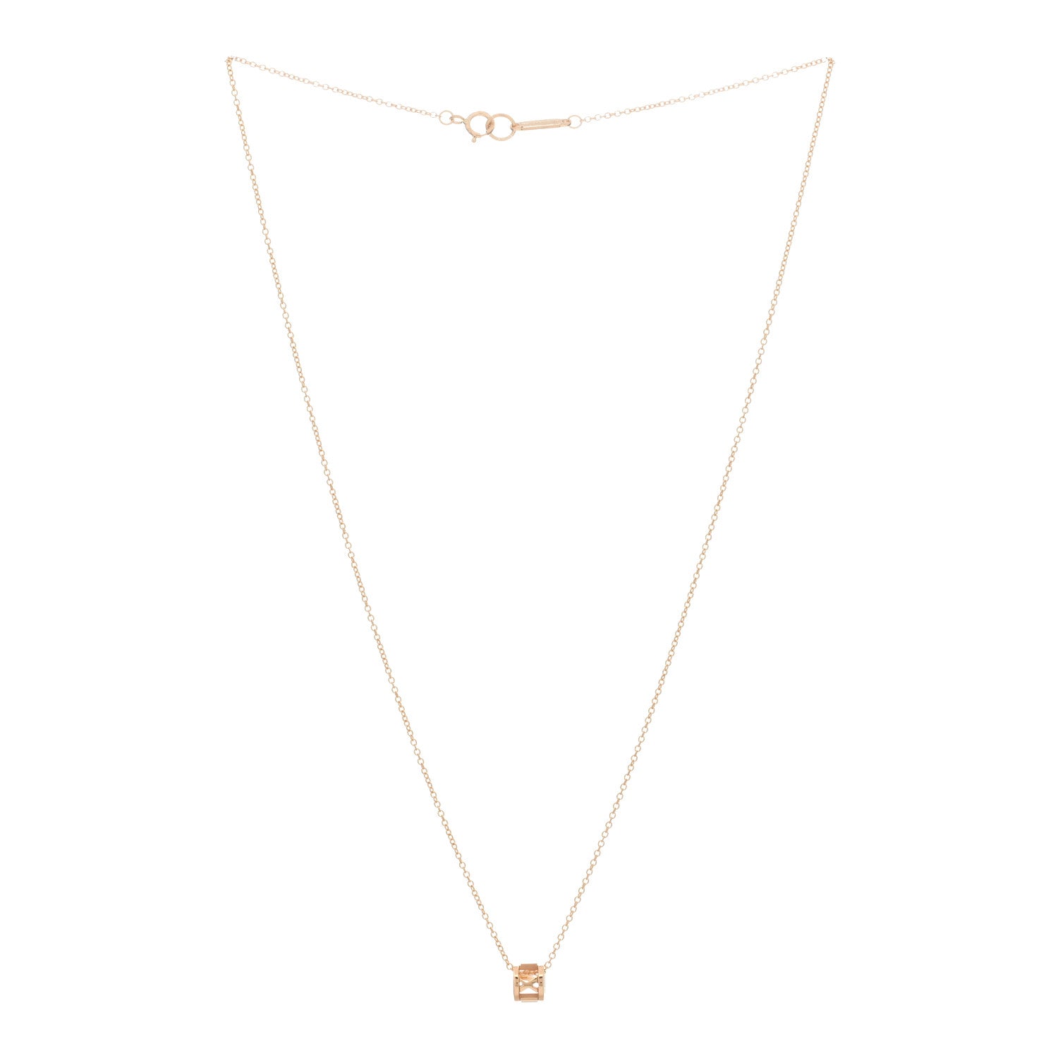 Tiffany 18K Rose Gold Atlas Open Pendant Necklace 2 of 3