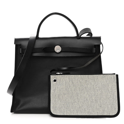 Hermes Toile H Berline Vache Hunter Herbag Zip PM 31 Black Ecru 1 of 9