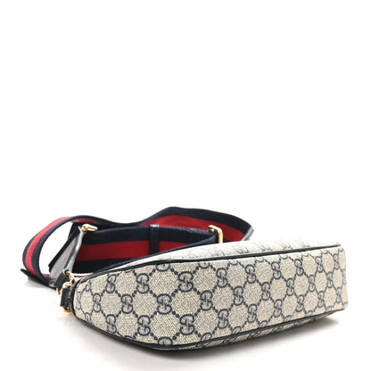 Gucci GG Supreme Monogram Textured Dollar Calfskin Web Small Ophidia GG Handbag Beige Blue 4 of 10