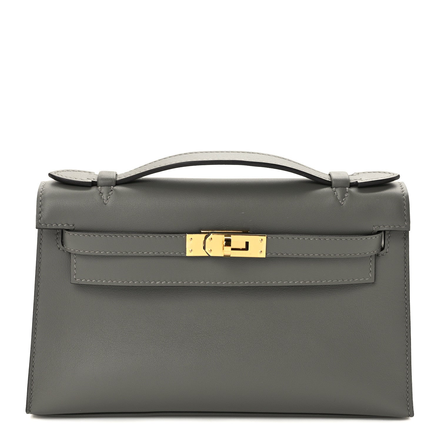 Hermes Swift Kelly Pochette Clutch Gris Meyer 1 of 10