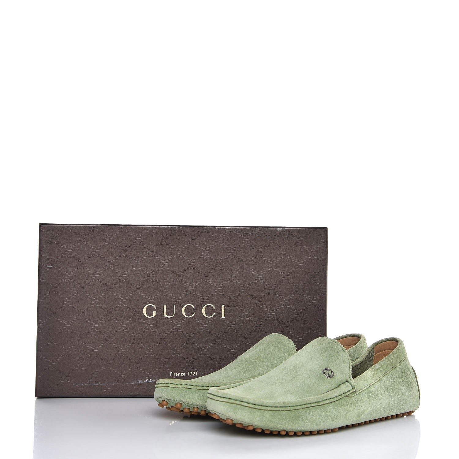 Gucci Suede Mens Driver Loafers 8.5 Light Green 10 of 10