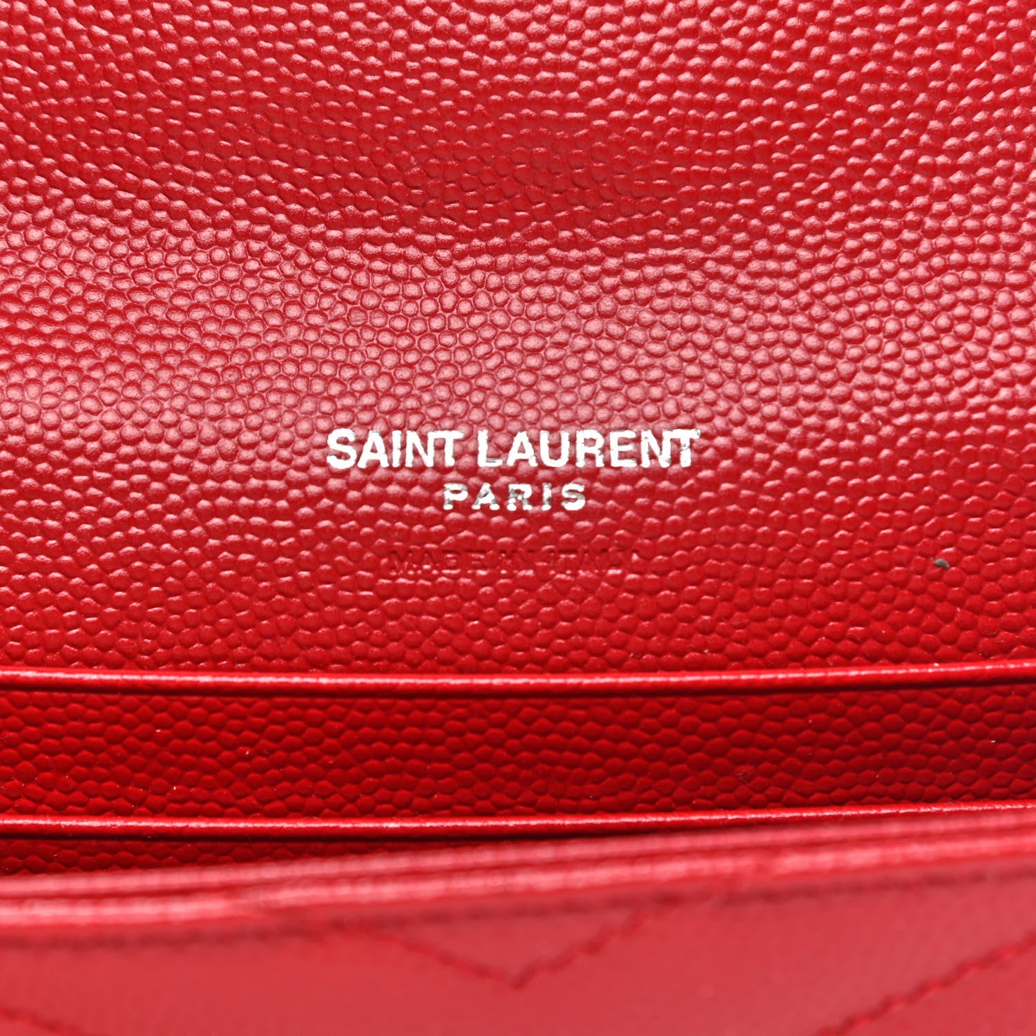 Saint Laurent Grain De Poudre Matelasse Chevron Small Monogram Envelope Wallet New Red 12 of 18