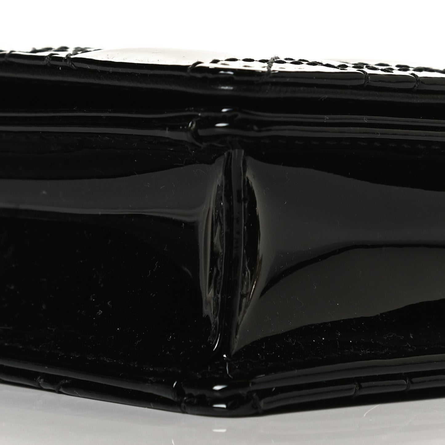 Patent Cannage Lady Dior Chain Wallet Black