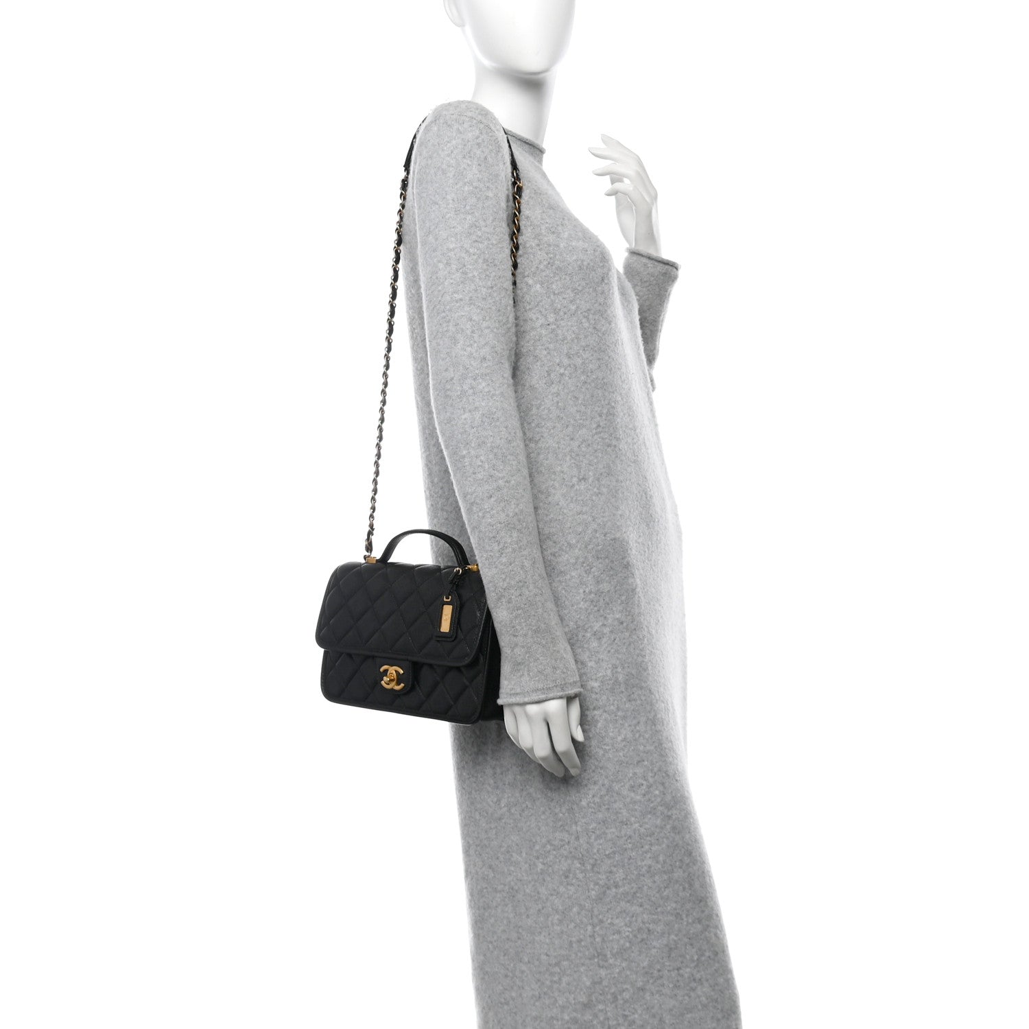 Chanel Caviar Quilted School Memory Small Top Handle Flap Black 2 of 10