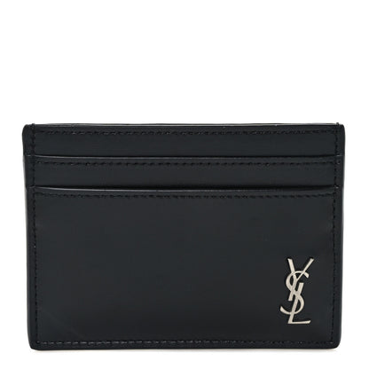 Saint Laurent Calfskin Tiny Cassandre Credit Card Case Black 1 of 7